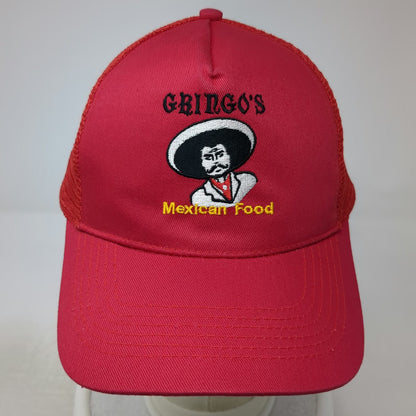 Nissun 5 Panel Red Hat One Size Mesh Back Strapback Gringo's Mexican Food Logo