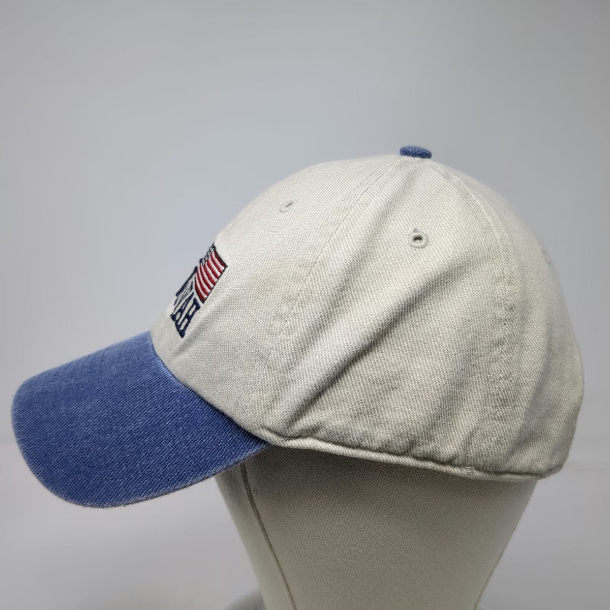 Twins Enterprise Baseball Cap Beige Blue OSFM Savannah GA USA Flag Strapback hat