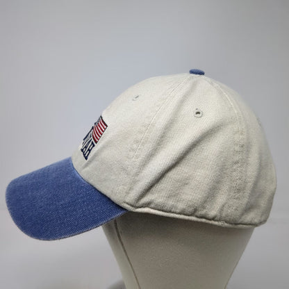 Twins Enterprise Baseball Cap Beige Blue OSFM Savannah GA USA Flag Strapback hat