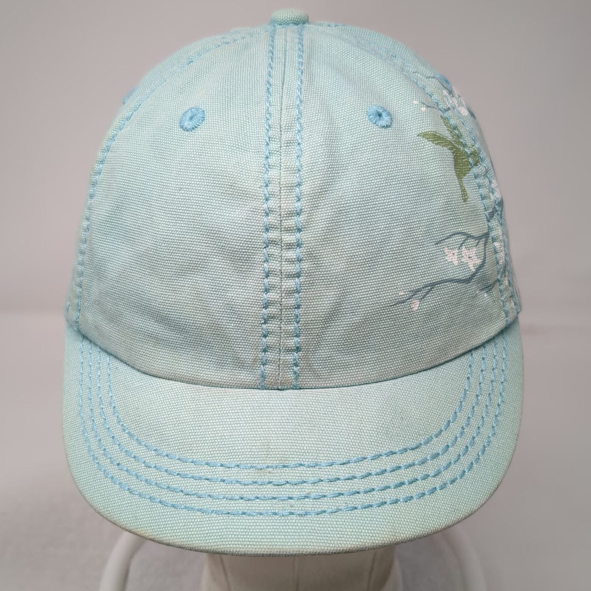 Life is Good Baseball Cap Blue One Size Organic Cotton Floral Adjustable Hat