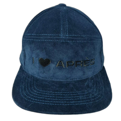 Flylow 5 Panel Blue One Size Corduroy I Love Après Hat Embroidered Adjustable