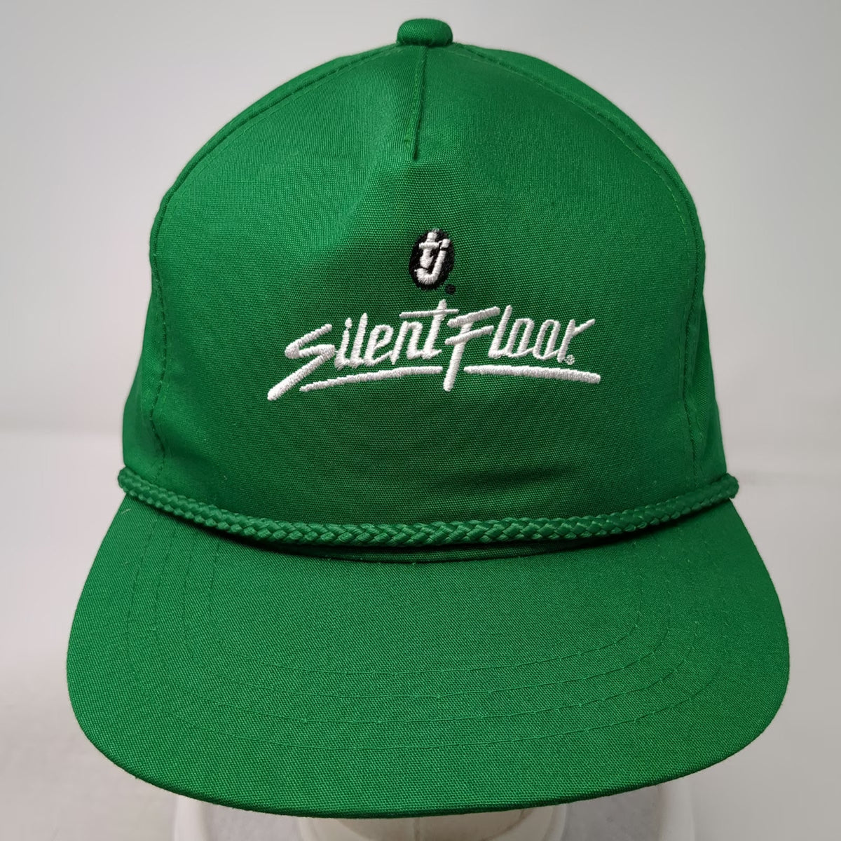 Yupoong 5 Panel Green Hat One Size Silent Floor tj Logo Rope Brim Snapback