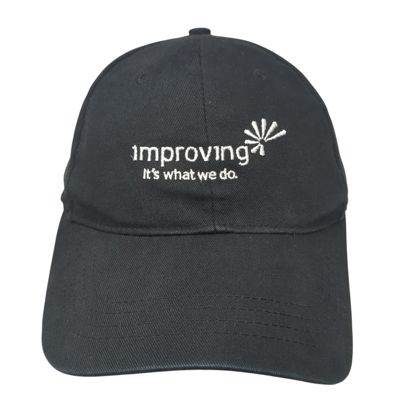 Improving It's What We Do Strapback Hat Black One Size Cap America