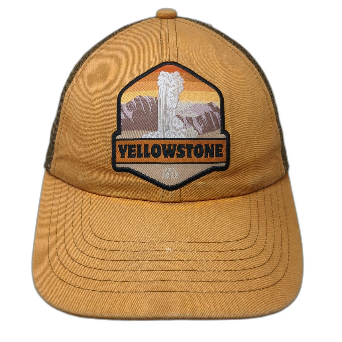 Royal Resortwear Baseball Cap Orange Brown One Size Yellowstone Geyser Mesh Hat