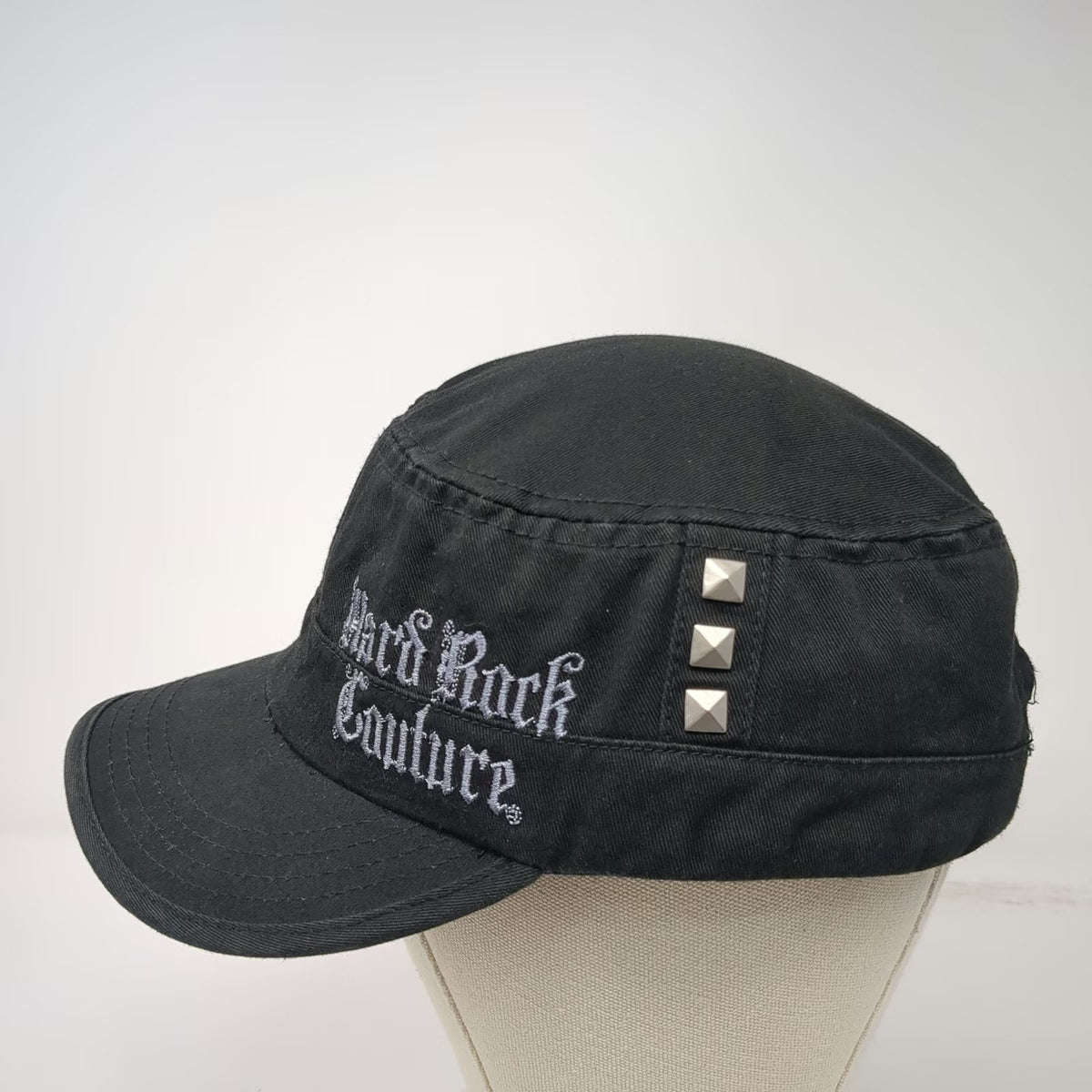 Hard Rock Couture Army Cap Black One Size Strapback Crown Studs San Diego Hat
