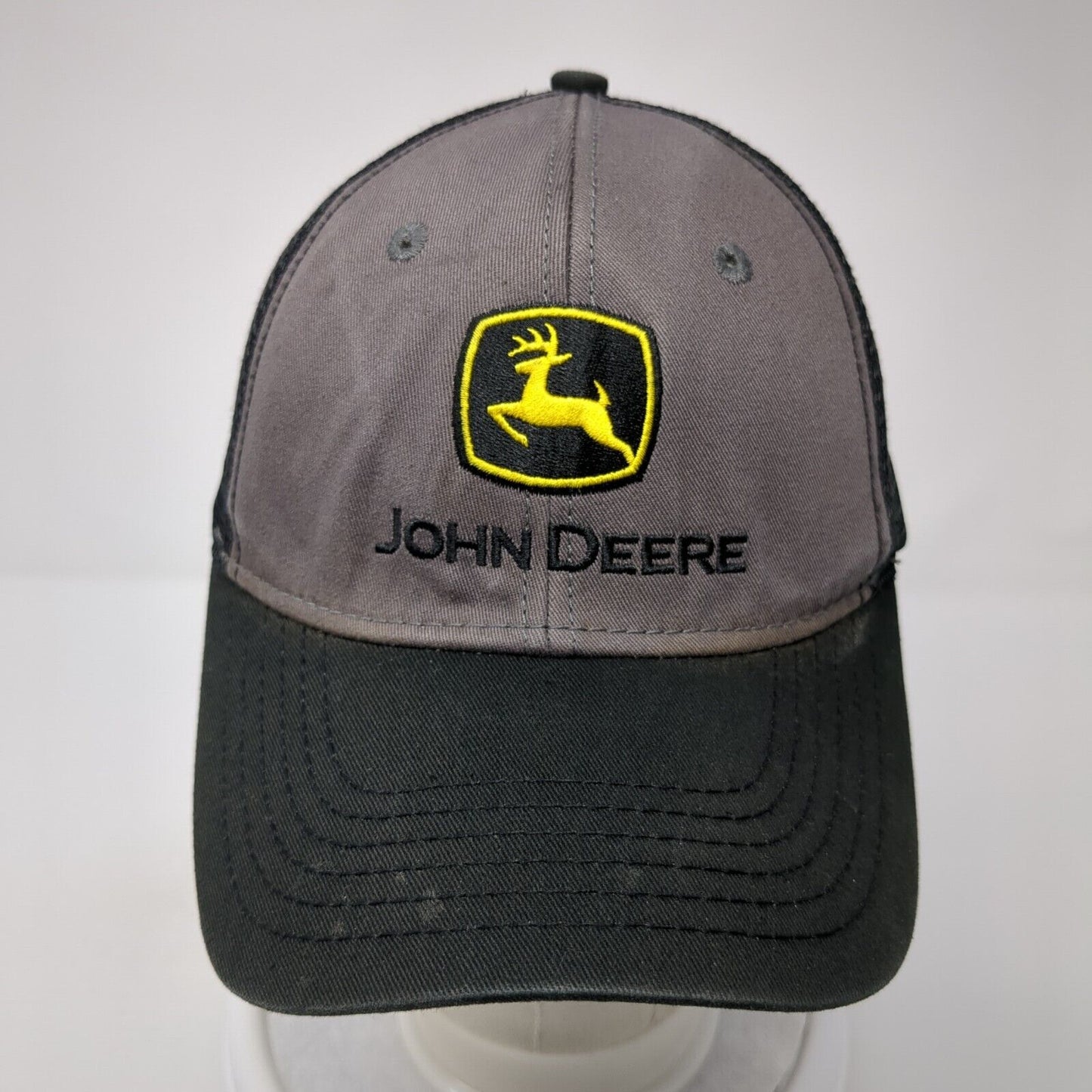 John Deere Snapback Trucker Hat Black One Size Adjustable Embroidered Mesh Back