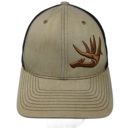 Richardson Trucker Hat Beige One Size Mesh Back Snapback Deer Antler Buck Logo