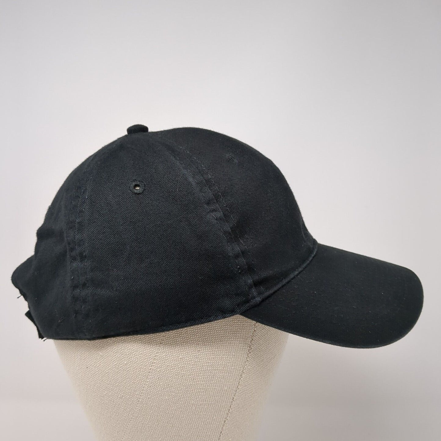 Unbranded Strapback Hat Rich Black One Size Solid Adjustable Blank