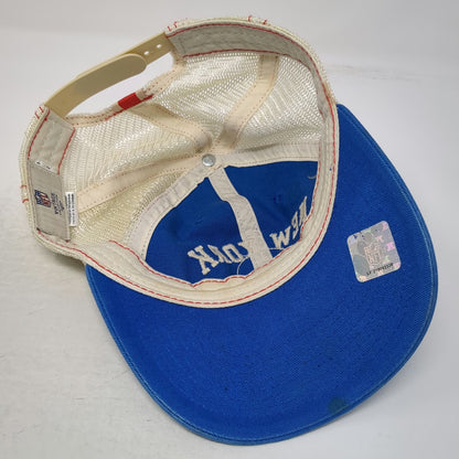 New York Giants NFL Reebok Trucker Hat Blue Beige Red One Size Snapback Mesh