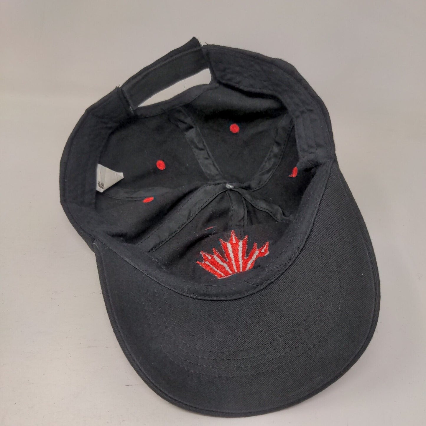 Canada Strapback Hat Black One Size Adjustable Embroidered Patriotic 6 Panel