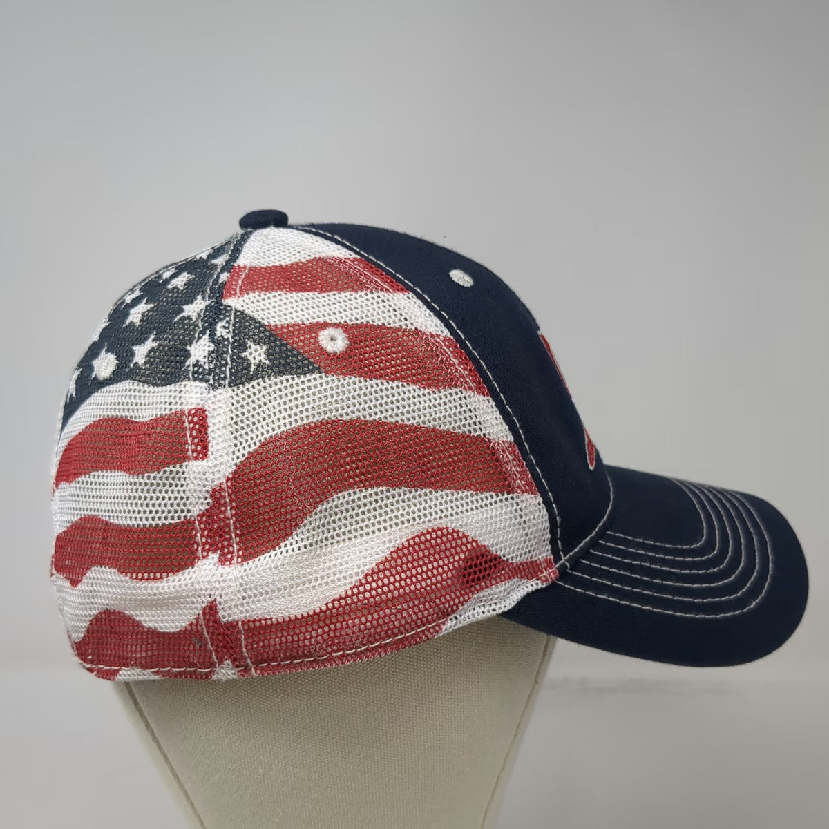 General Tire Blue Trucker Hat One Size USA American Flag Mesh Back Snapback