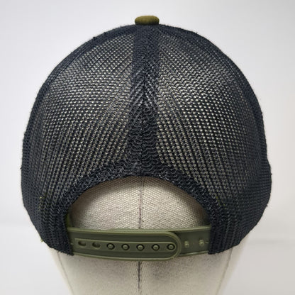 Runs Deep Tactical Trucker Hat Green Black One Size Mesh Snapback American Flag
