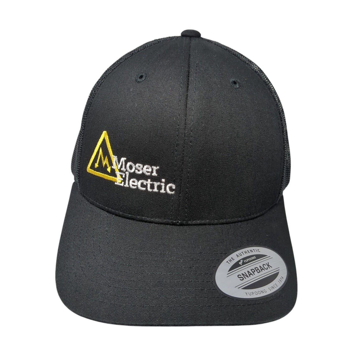 Moser Electric Snapback Trucker Hat Black One Size Mesh Back Sport-Tek