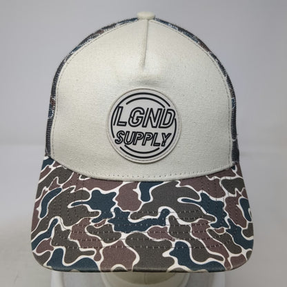 LGND Supply Co. Trucker Hat White Blue Camo One Size Snapback Mesh Graphic Cap