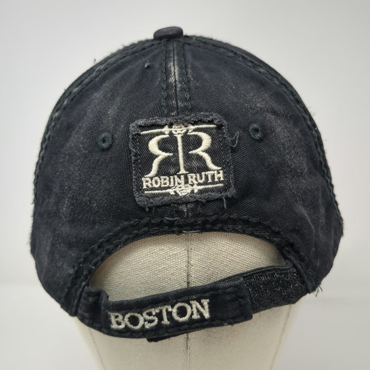 Robin Ruth Baseball Cap Black One Size Boston Floral Distressed Strapback Hat