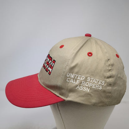 Otto Baseball Cap Beige Red One Size USCRA Calf Ropers Assn Hat Stars Stripes