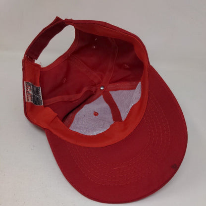 Grandpa Strapback Hat OSFM Red Embroidered Logo Adjustable Strap Otto