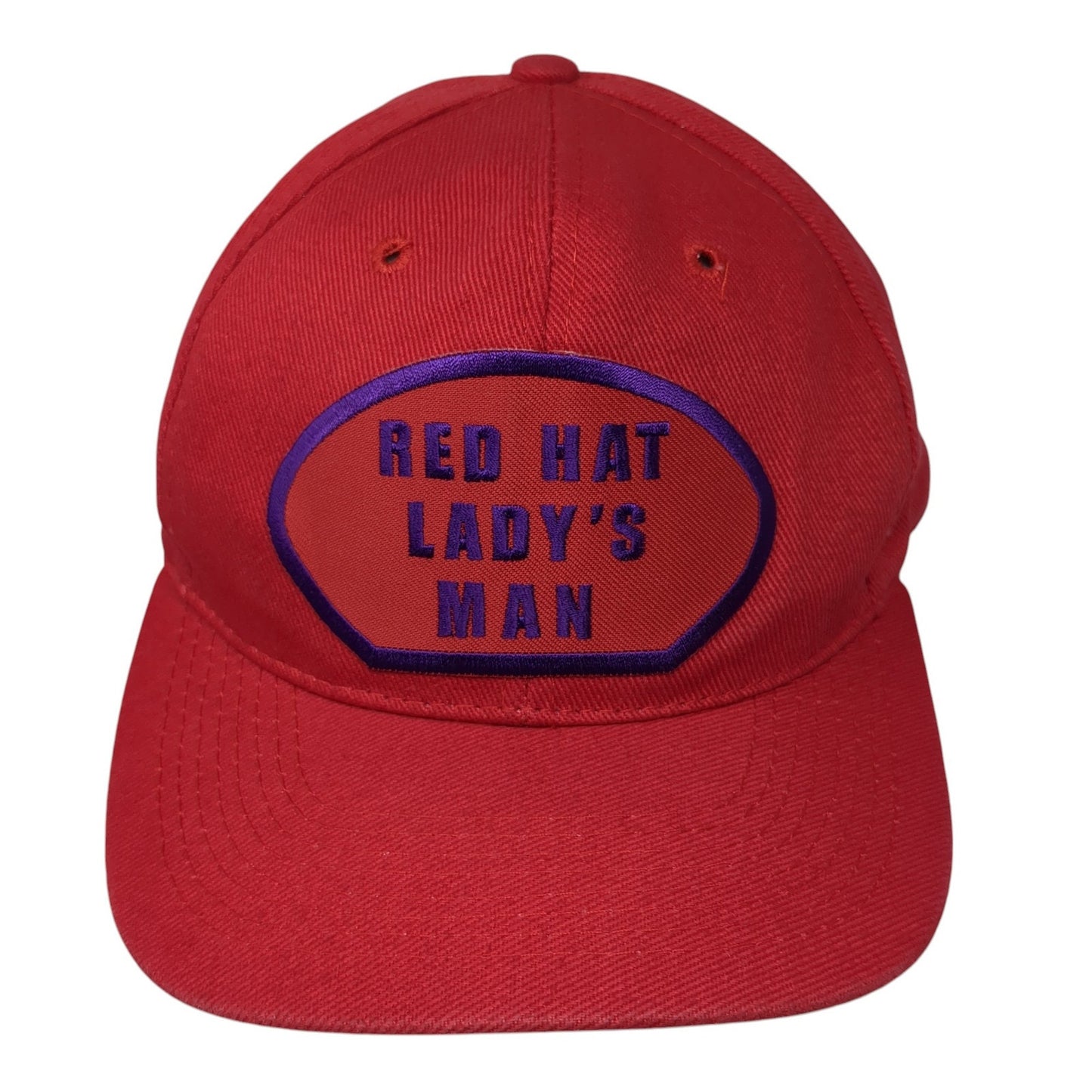 Red Hat Lady's Man Snapback Hat Red One Size Solid Embroidered Otto