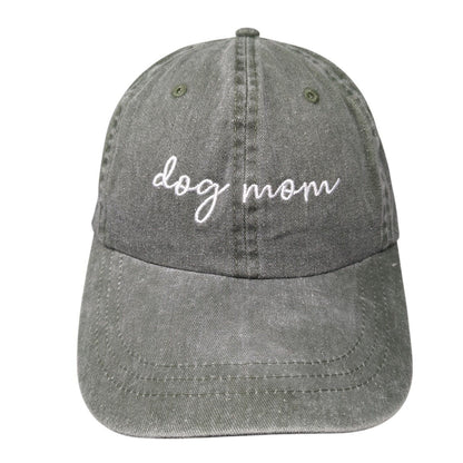 Dog Mom Slideback Hat Green One Size Adjustable Embroidered 6 Panel Cotton