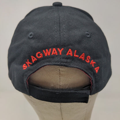 Skagway Alaska Men's Strapback Hat Black Adjustable Embroidered White Pass Yukon