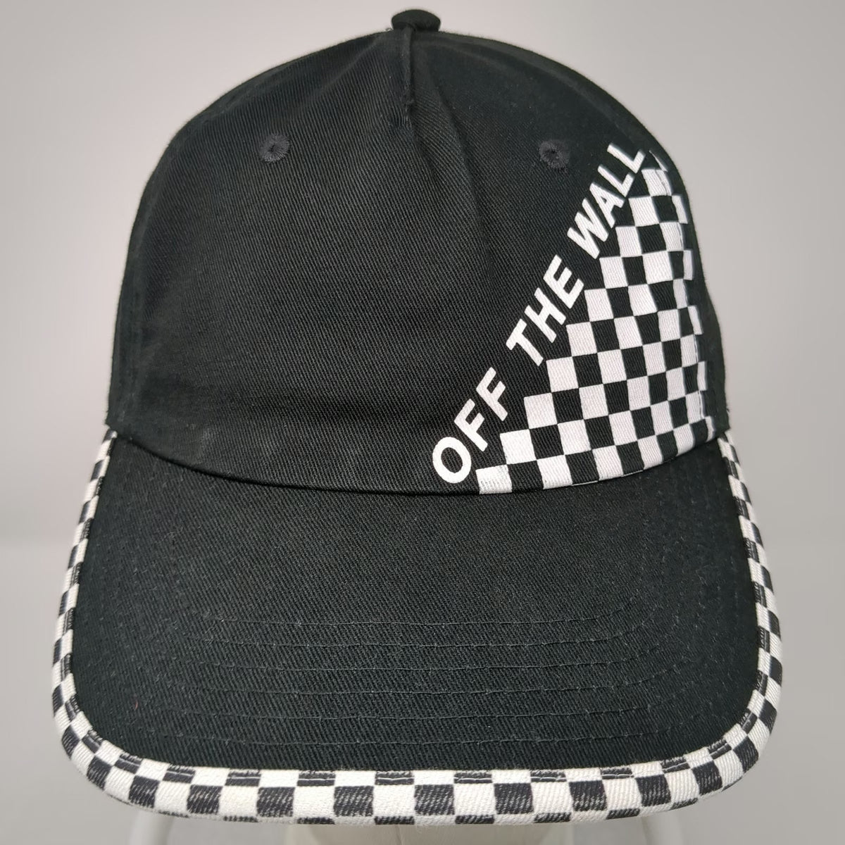 Vans 5 Panel Black One Size Hat Checkered Off The Wall Graphic Slideback
