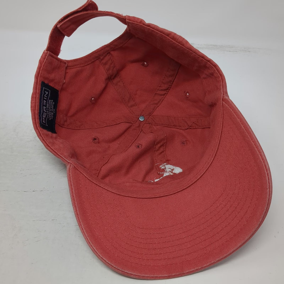 Perrin Mystic Seaport Anchor Baseball Cap Red One Size Strapback Cotton Hat