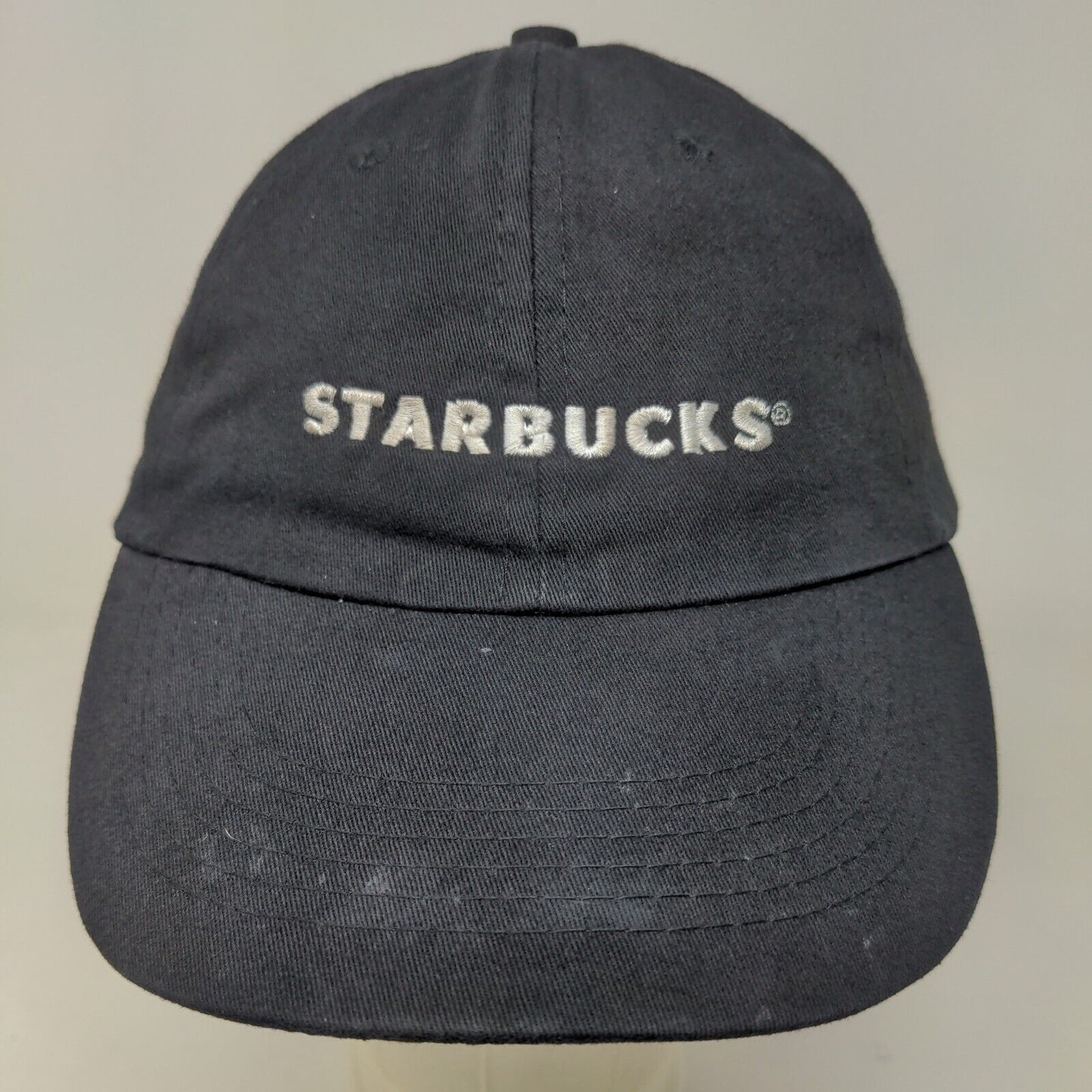 Starbucks Men's Strapback Hat Black Adjustable Employee Uniform Cam Cotton