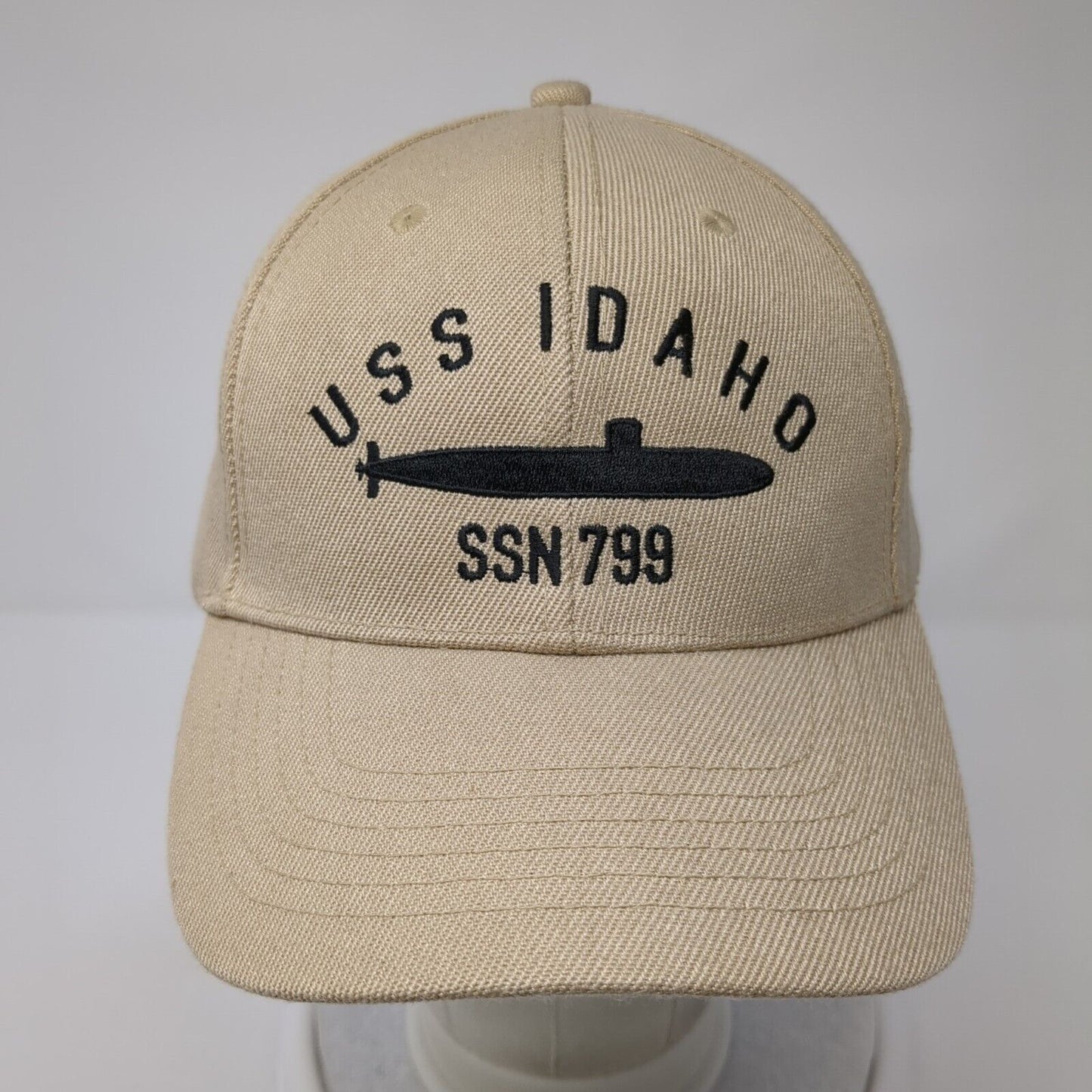 USS Idaho SSN 799 Strapback Hat Tan One Size Adjustable Embroidered 6 Panel