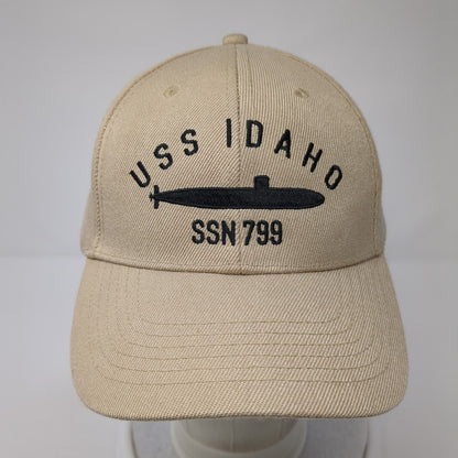 USS Idaho SSN 799 Strapback Hat Tan One Size Adjustable Embroidered 6 Panel