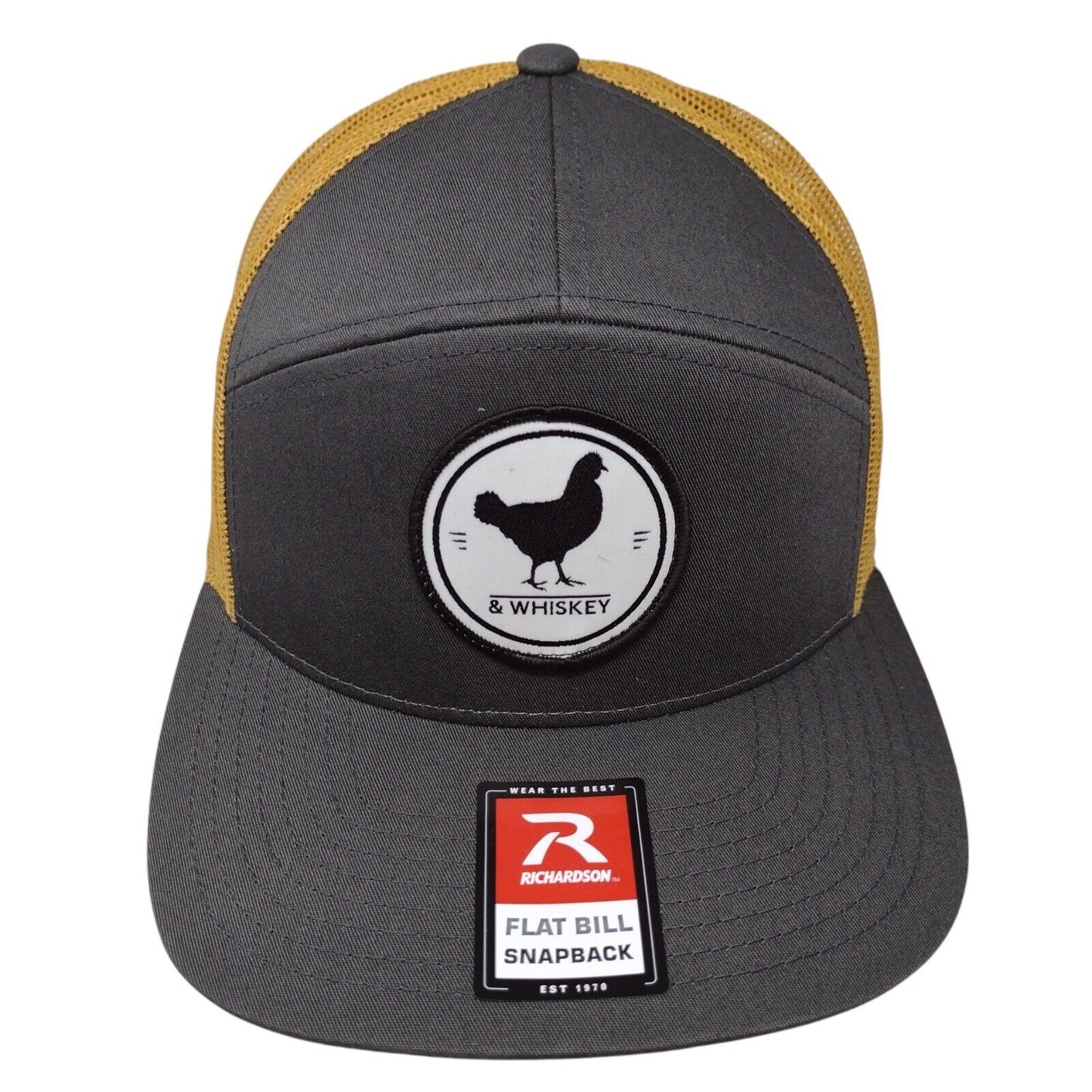 Chicken & Whiskey Flat Bill Snapback Trucker Hat Multi OSFA Mesh Back