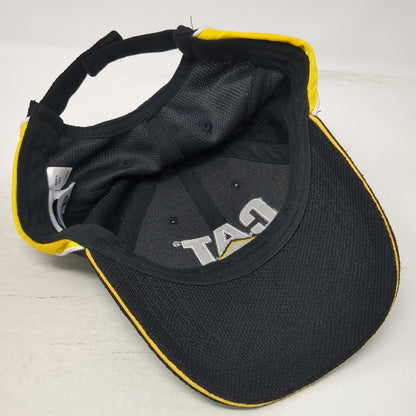 CAT Baseball Cap Black One Size Strapback Polyester Textured Industrial Logo Hat