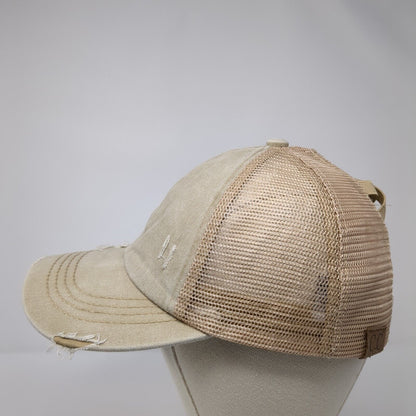 C.C Ponyback Strapback Trucker Hat Tan One Size Adjustable Blank Distressed