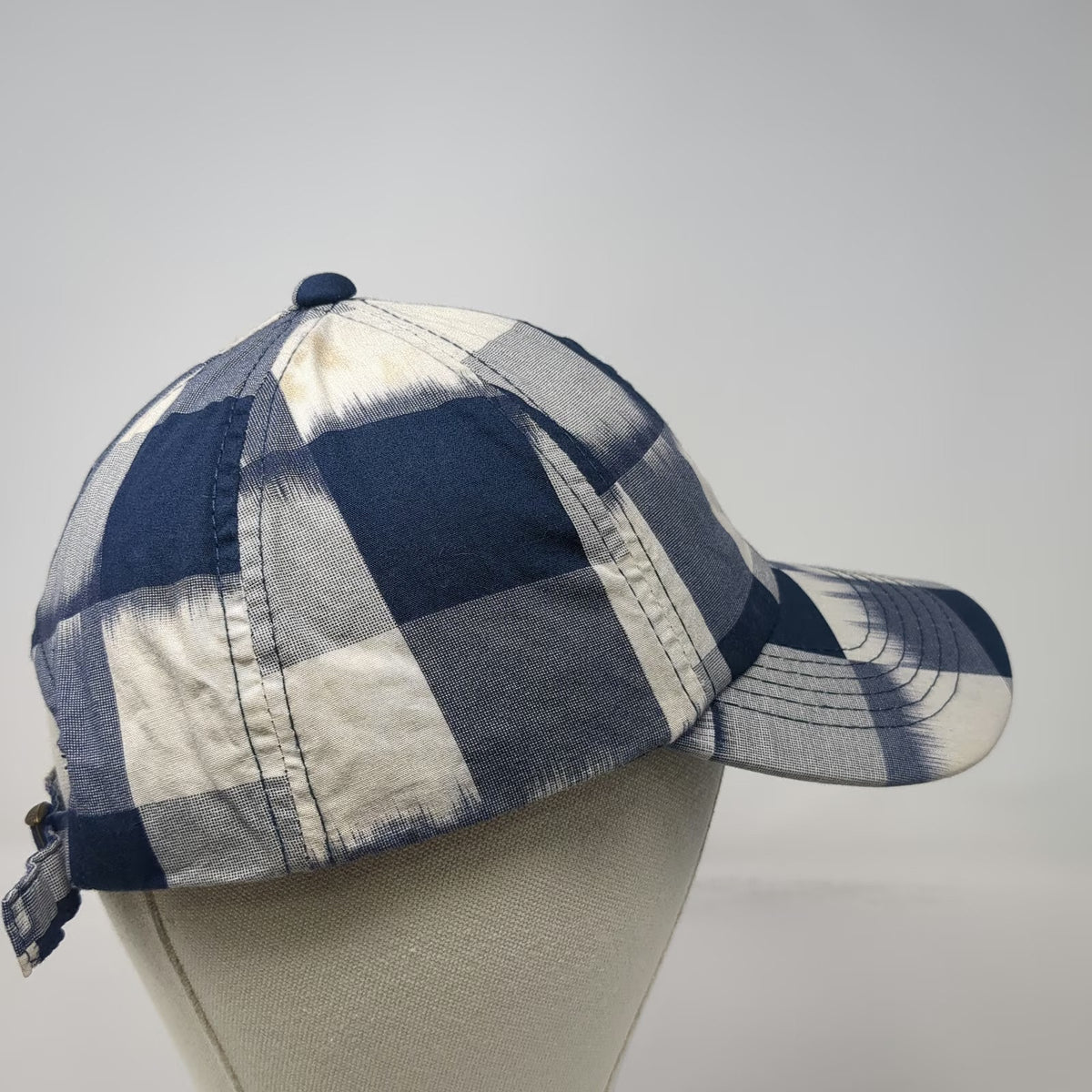 Madewell Biltmore Baseball Cap Blue White One Size Checkered Blurred Pattern Hat