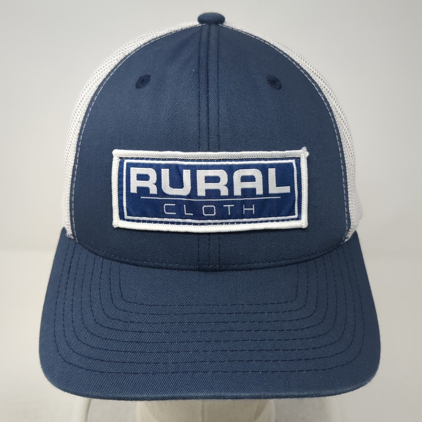 Rural Cloth Patch Snapback Mesh Back Trucker Hat Blue One Size Yupoong