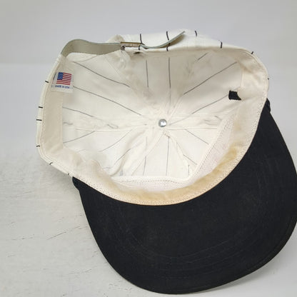 Jan-Bar 5 Panel Hat White Black Pinstripe Rope Slideback Eagle Logo USA Vintage