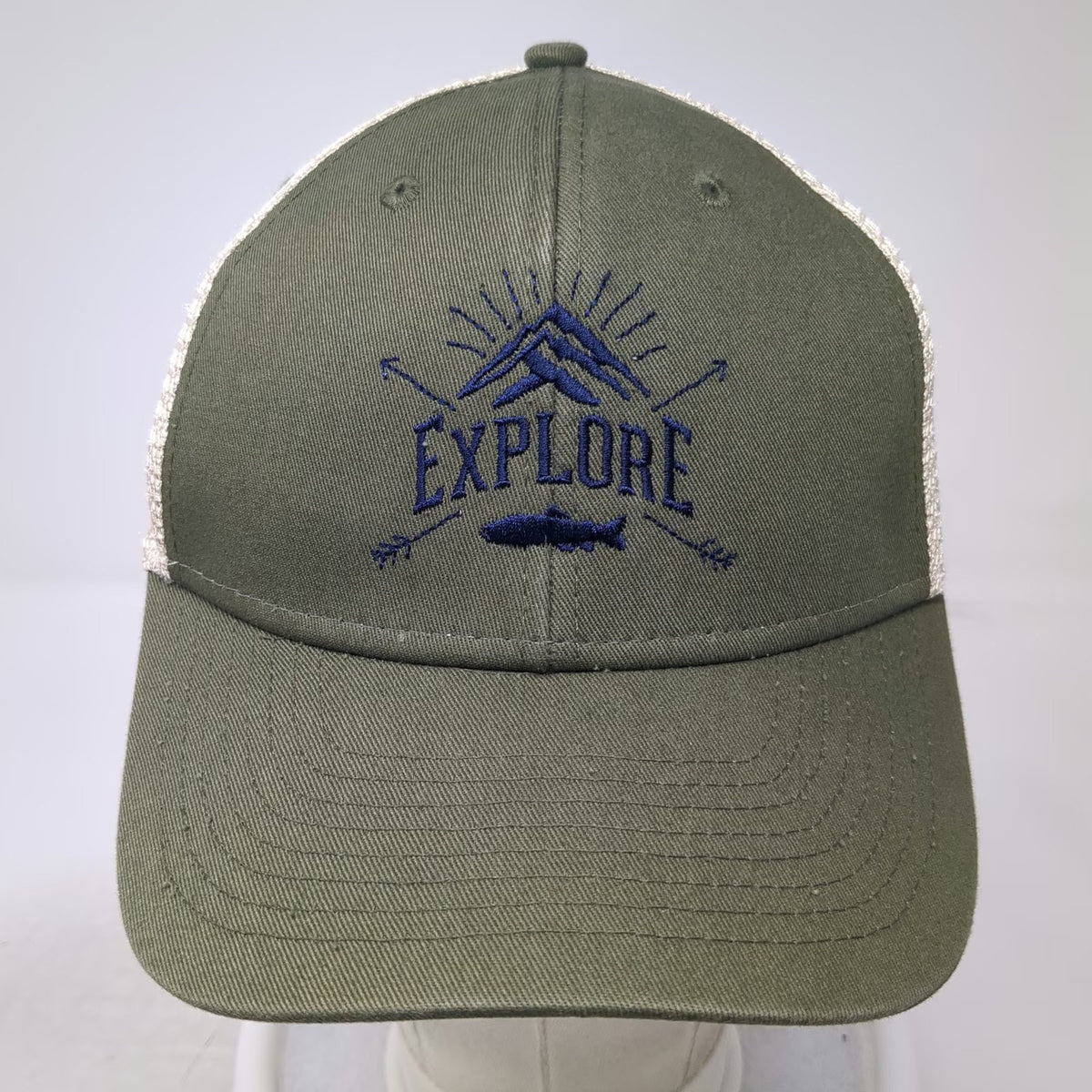 Ouray Baseball Cap Green One Size Explore Mountain Fish Mesh Strapback Hat