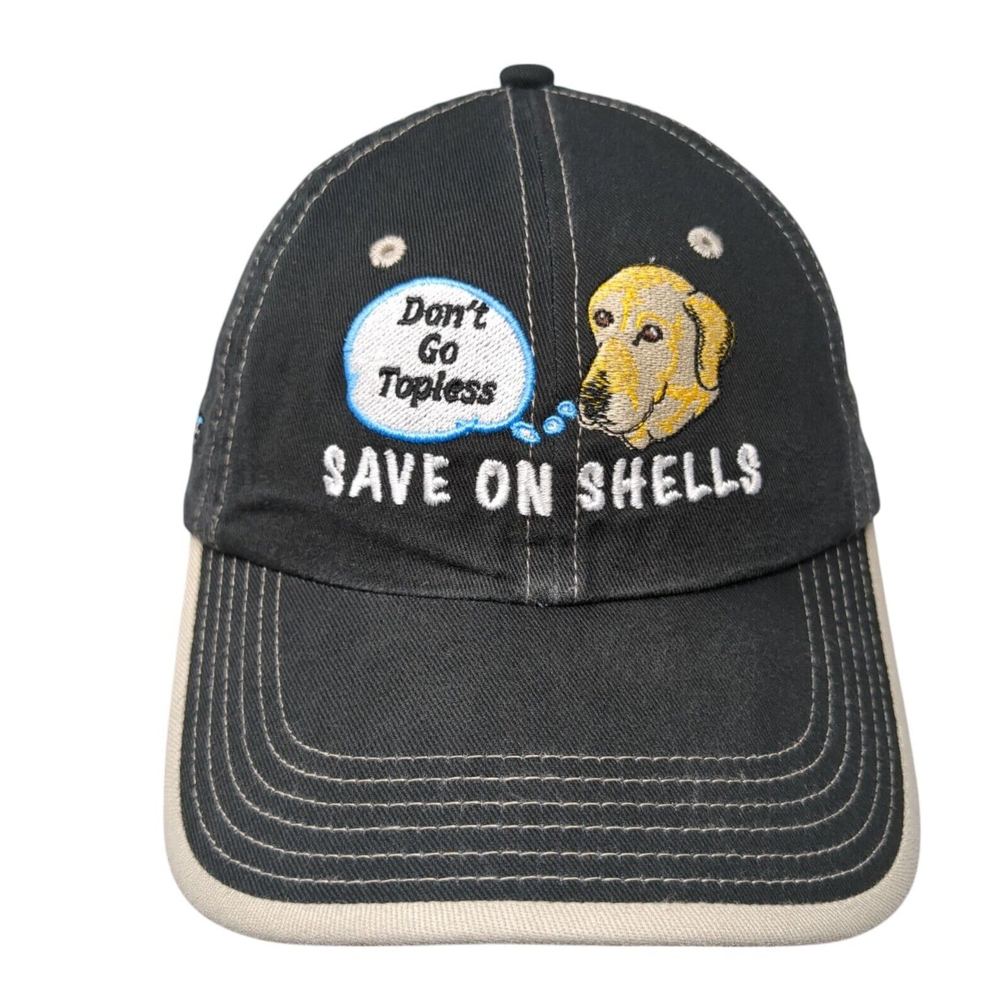 Don't Go Topless Save On Shells Strapback Hat Black OSFA Embroidered