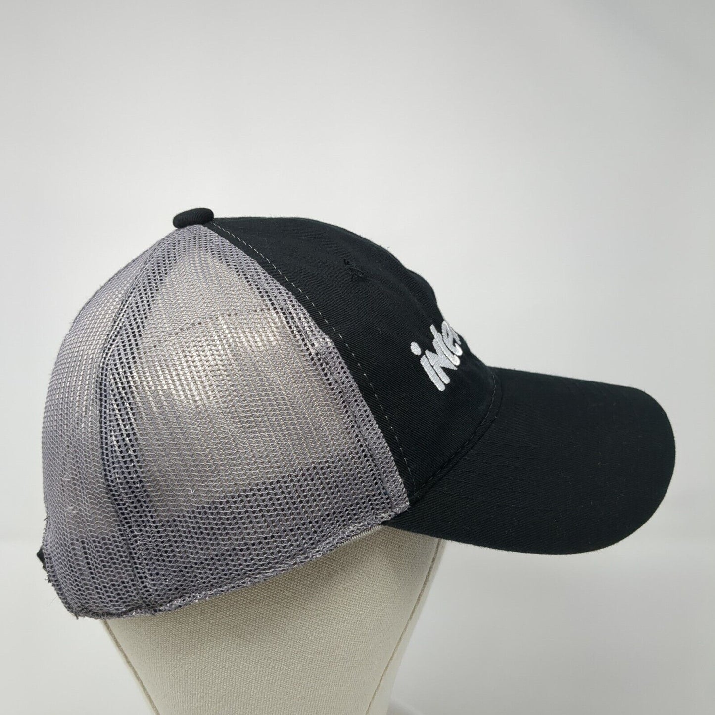 IntelliGen Strapback Trucker Hat Black One Size Adjustable Mesh Back Outdoor Cap