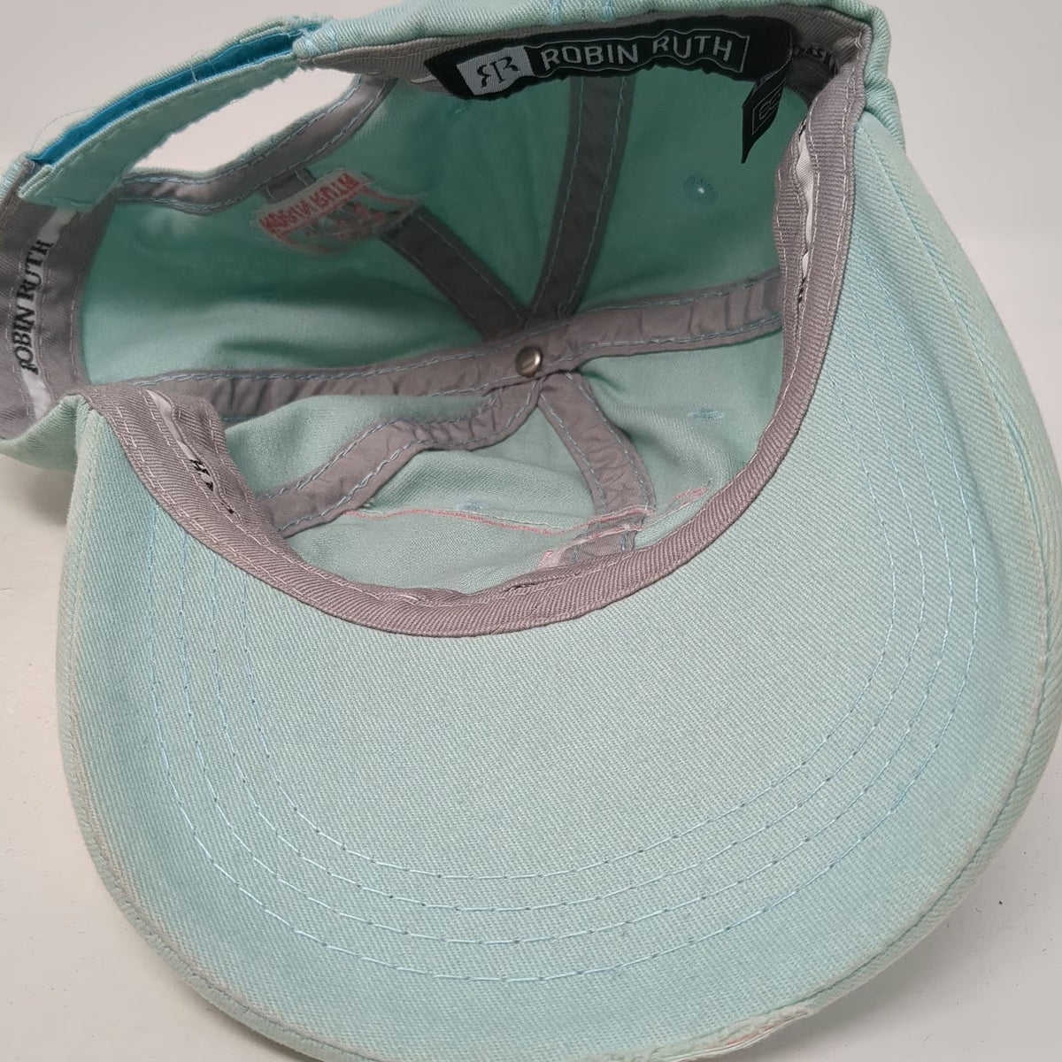 Robin Ruth Idaho Blue Baseball Cap One Size Bear Patch Distressed Strapback Hat