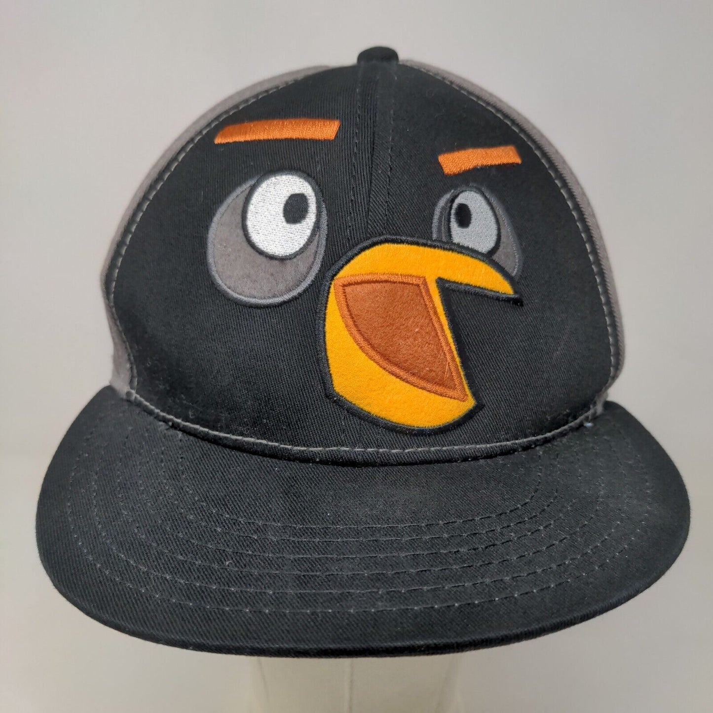 Angry Birds Mens Snapback Hat Black Gray Adjustable Embroidered Logo 100% Cotton