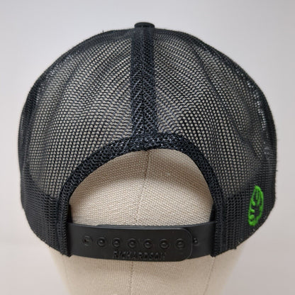 Joy Striped Patch Snapback Trucker Hat Black One Size Solid Mesh Back