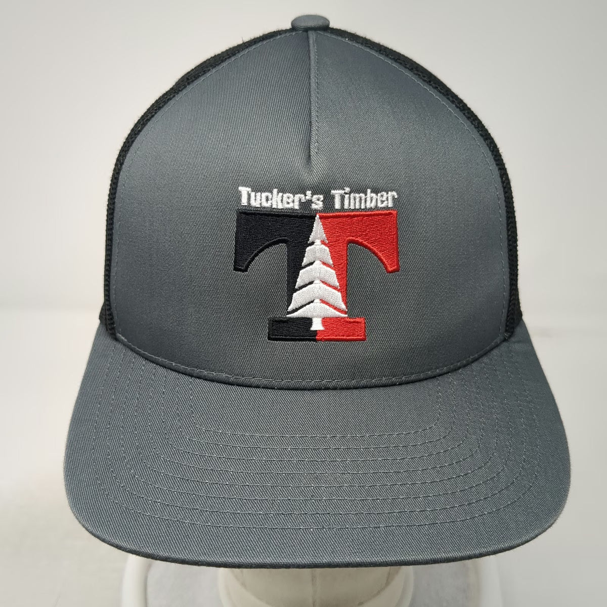 Pacific Headwear Gray OSFM Trucker Hat Tuckers Timber Pine Tree Mesh Snapback