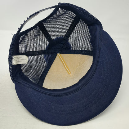 Blue White Trucker Hat Mesh Back Pom Pom Snapback Foam Front Cap Vintage