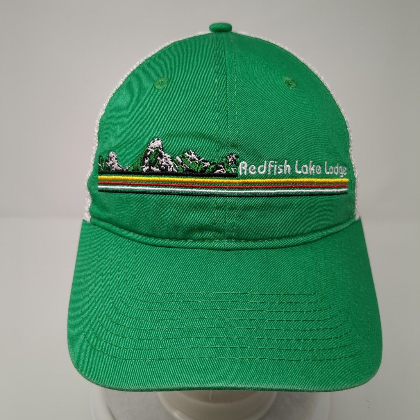 Redfish Lake Lodge Snapback Trucker Hat Green OSFA Mesh Back Gear For Sports