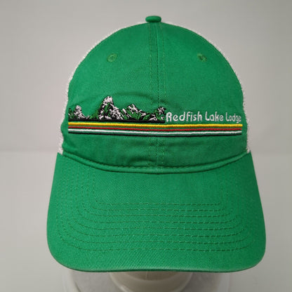 Redfish Lake Lodge Snapback Trucker Hat Green OSFA Mesh Back Gear For Sports