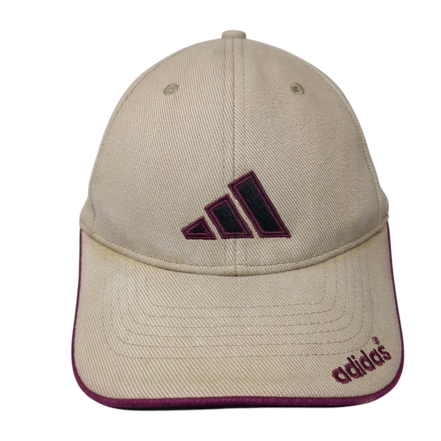 Adidas 3 Stripes Strapback Hat Tan One Size Embroidered Logo 6 Panel