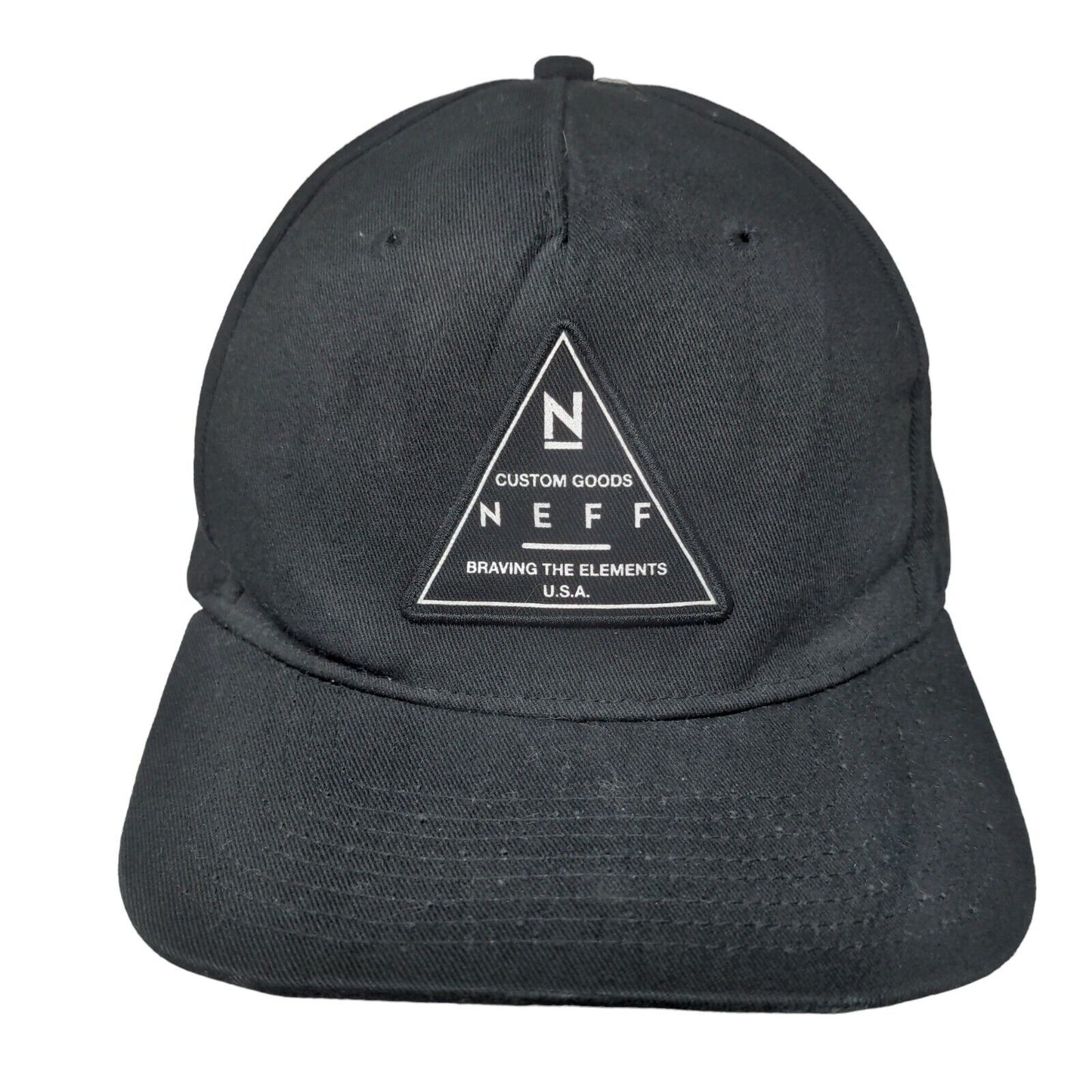Neff Patch Snapback Hat Black One Size Adjustable Solid Vent Holes