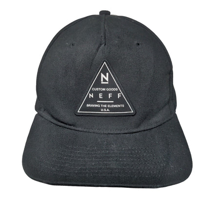 Neff Patch Snapback Hat Black One Size Adjustable Solid Vent Holes