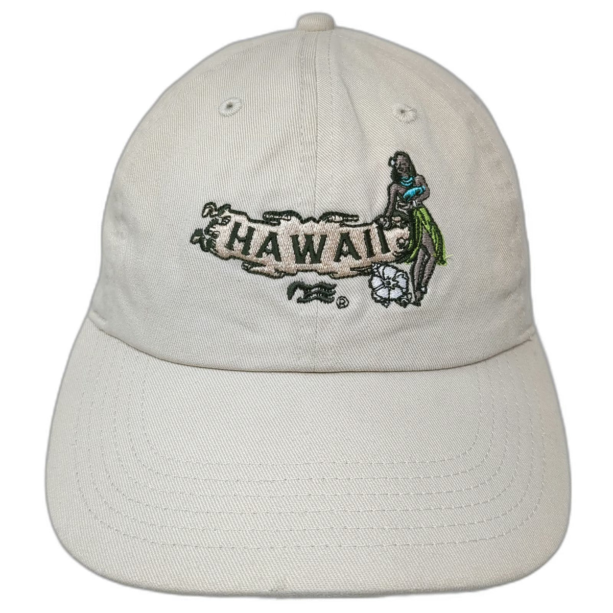 Newhattan Baseball Cap Beige One Size Hawaii Hula Girl Embroidered Strapback Hat
