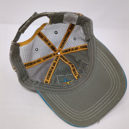 Cru Since 1951 Strapback Trucker Hat Gray OS Adjustable Mesh Back Distressed